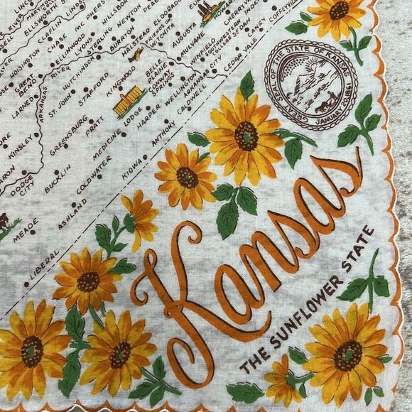 Kansas Souvenir Handkerchief with Sunflower Design - Picture 2 of 5